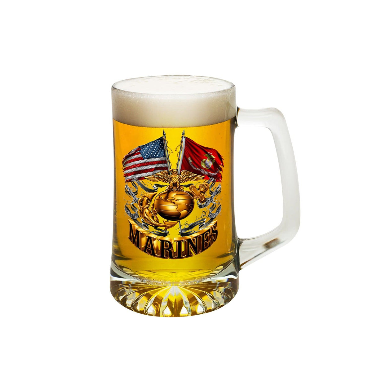 Double Flag Gold Globe Marine Corps Tankard