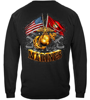 More Picture, Double Flag Gold Globe Marine Corps Premium Long Sleeves