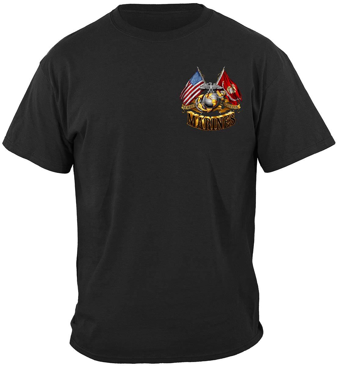 Double Flag Gold Globe Marine Corps Premium T-Shirt