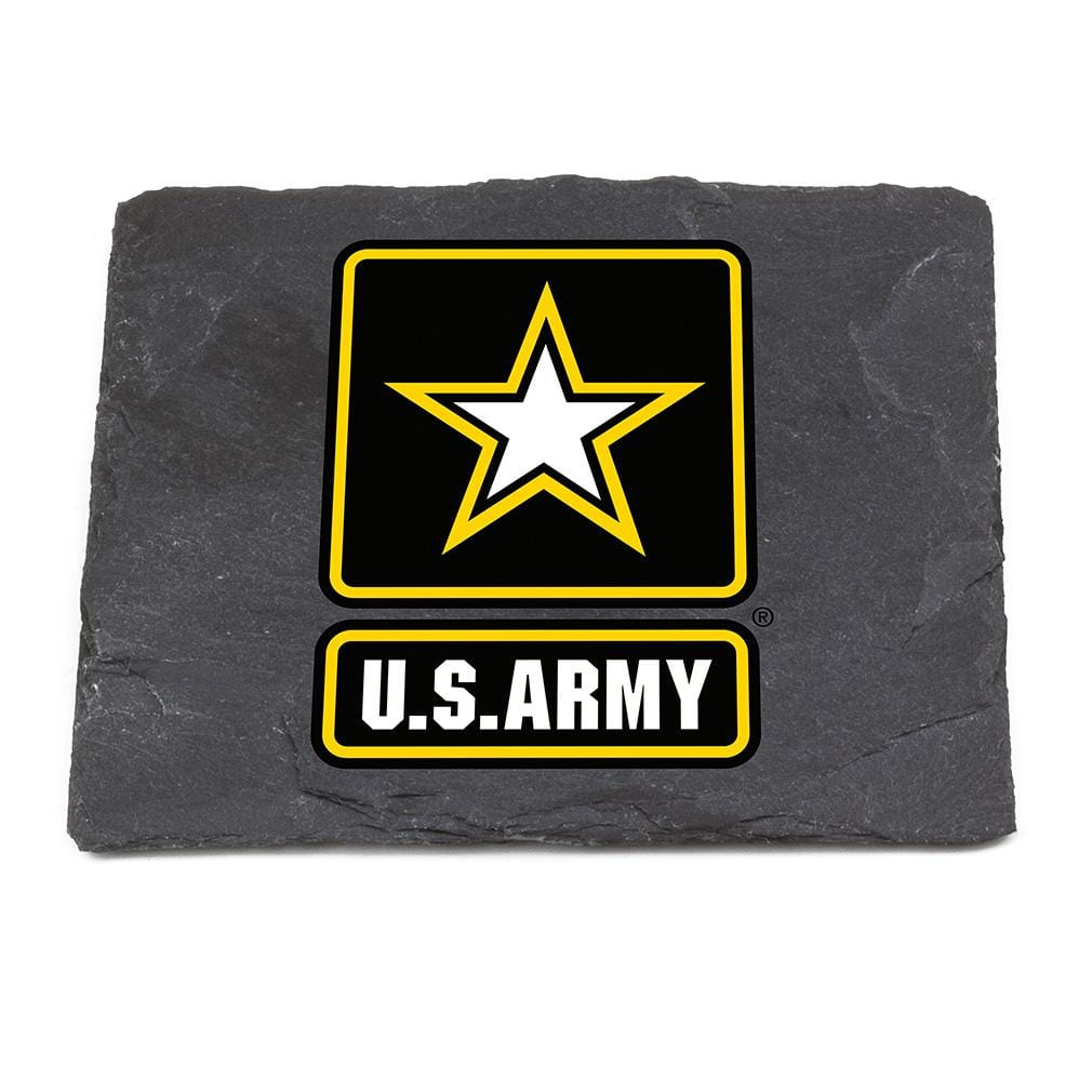US Army Logo Black Slate 4IN x 4IN Coaster Gift Set
