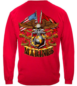 More Picture, USMC Double Eagle And Flags Foil Stamp Premium Long Sleeves
