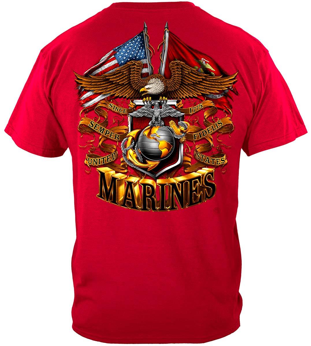 USMC Double Eagle And Flags Foil Stamp Premium Long Sleeves