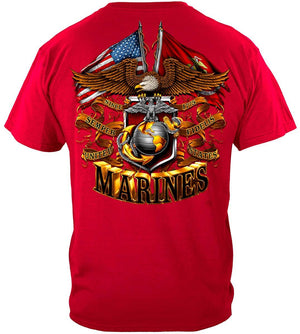 More Picture, USMC Double Eagle And Flags Foil Stamp Premium T-Shirt