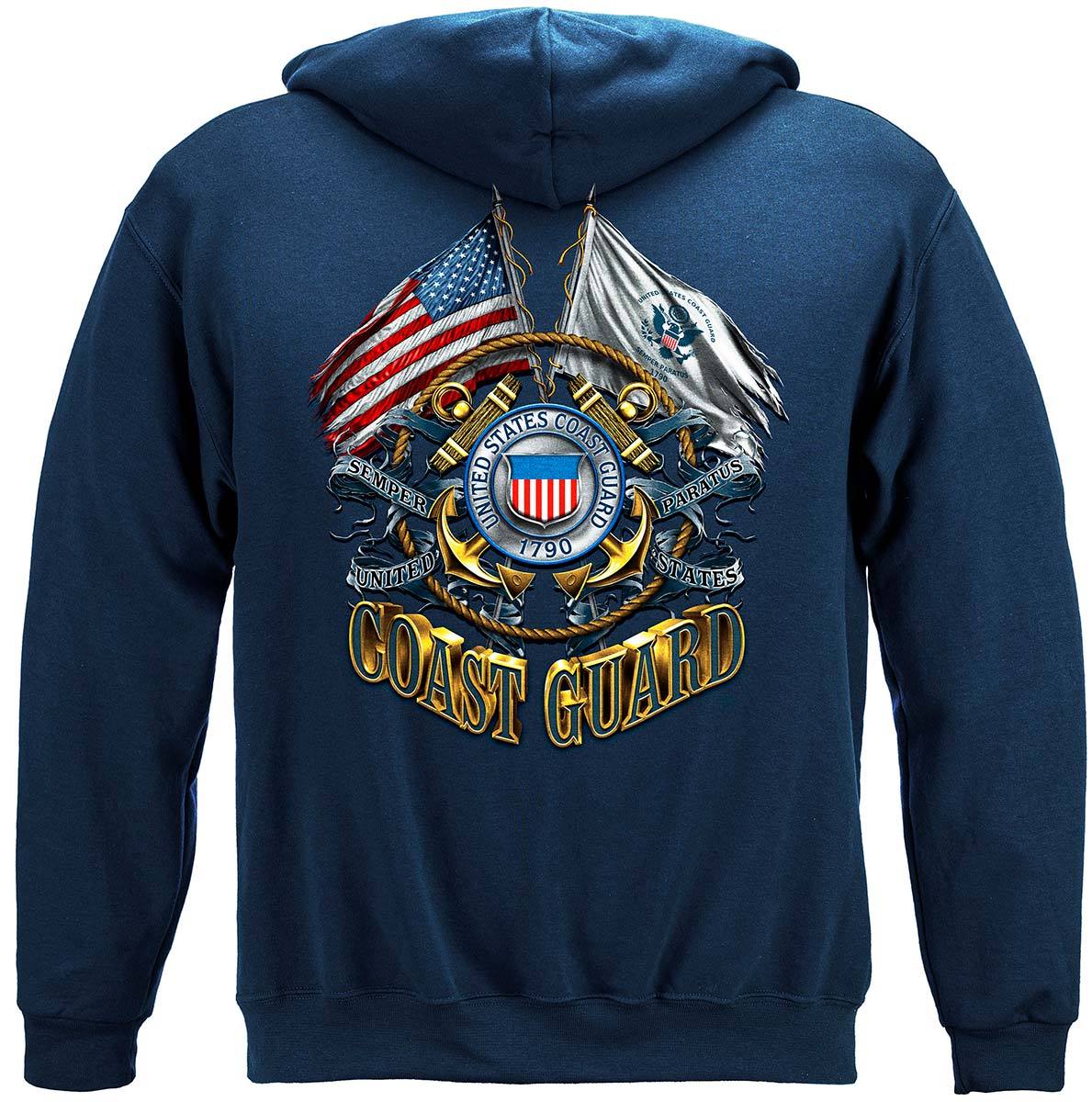 Double Flag Coast Guard Premium Hooded Sweat Shirt