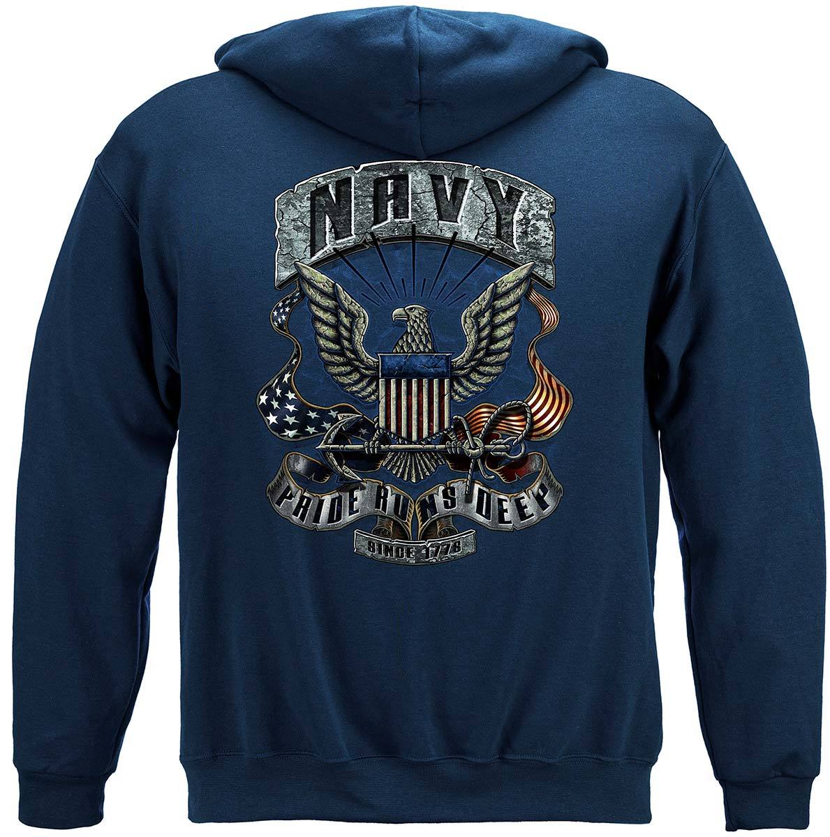 Navy Eagle In Stone Premium Hooded Sweat Shirt