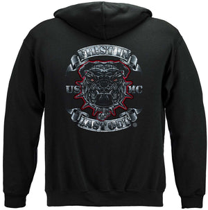 More Picture, USMC First In Last Out Silver Foil Bull Dog Premium T-Shirt