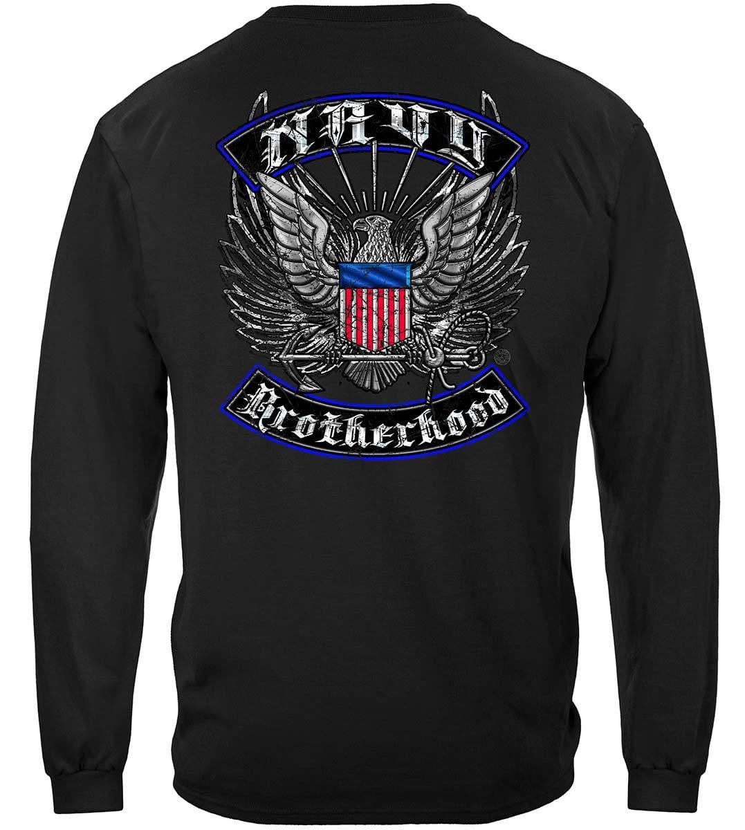 Us Navy Steel Wings Biker Rocker Silver Foil Premium Hooded Sweat Shirt