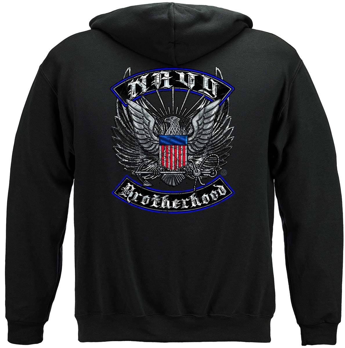 Us Navy Steel Wings Biker Rocker Silver Foil Premium Hooded Sweat Shirt