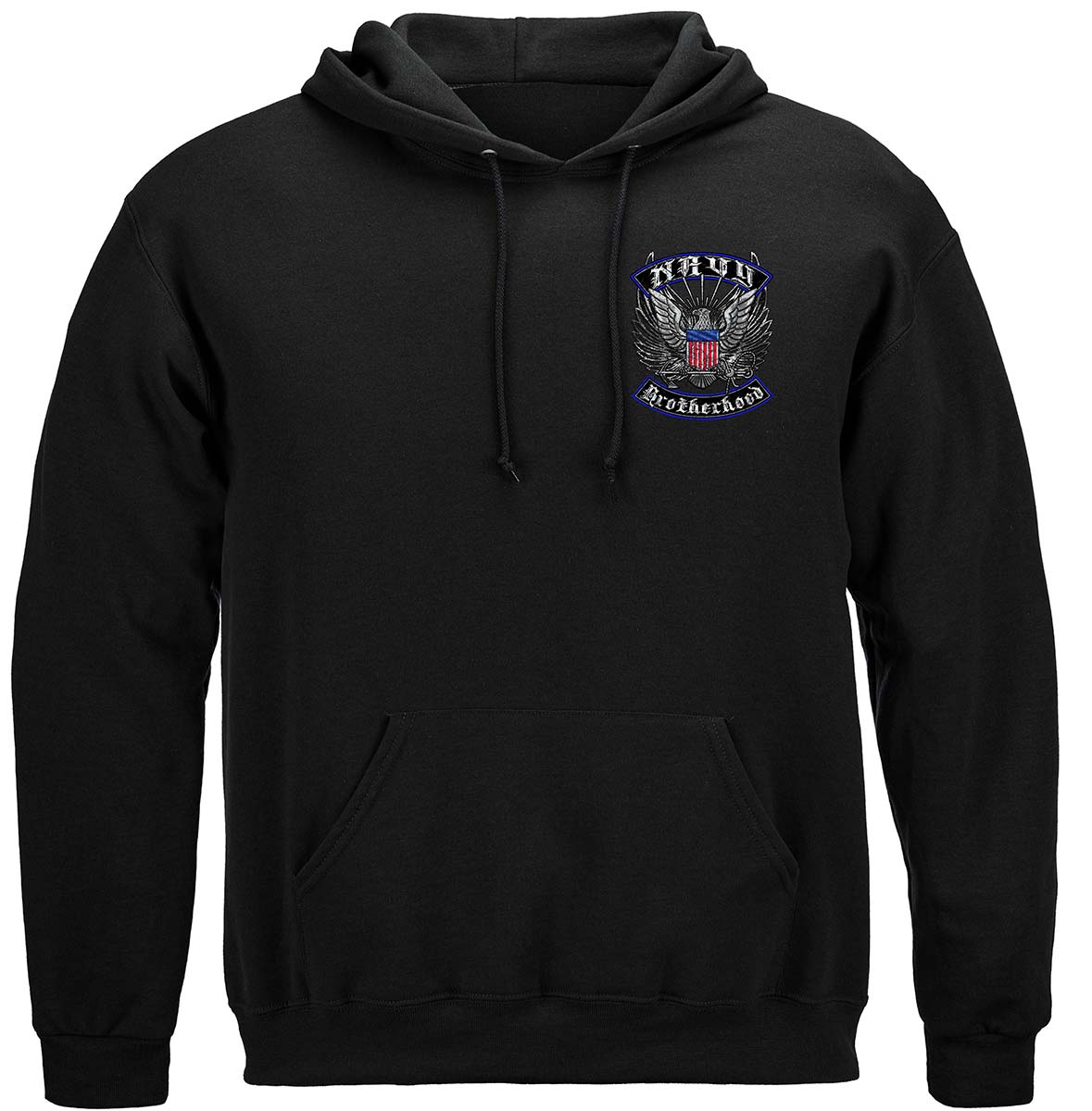 Us Navy Steel Wings Biker Rocker Silver Foil Premium Hooded Sweat Shirt