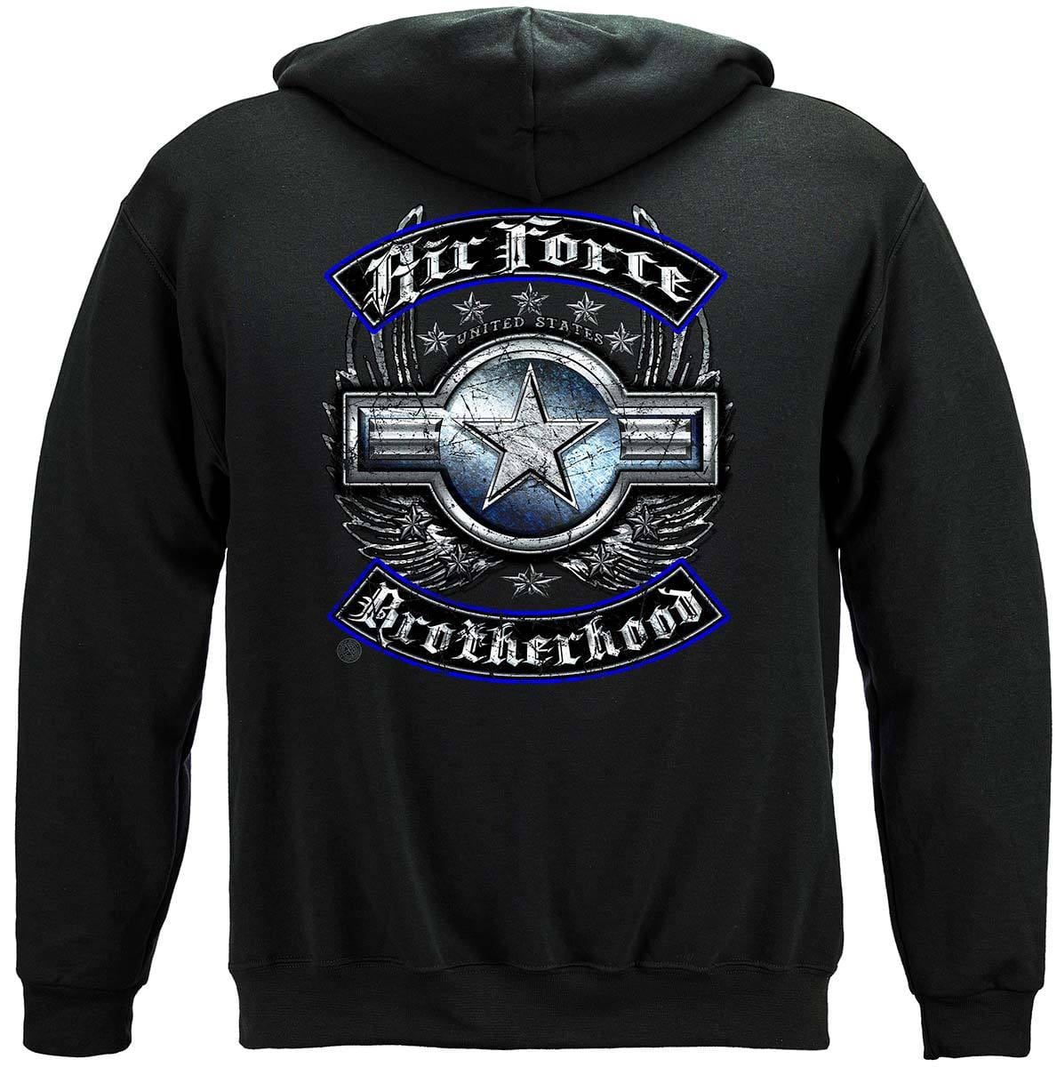 US Air Force Steel Wings Biker Rockers Silver Foil Premium Hooded Sweat Shirt
