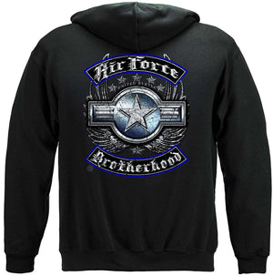 More Picture, US Air Force Steel Wings Biker Rockers Silver Foil Premium Hooded Sweat Shirt