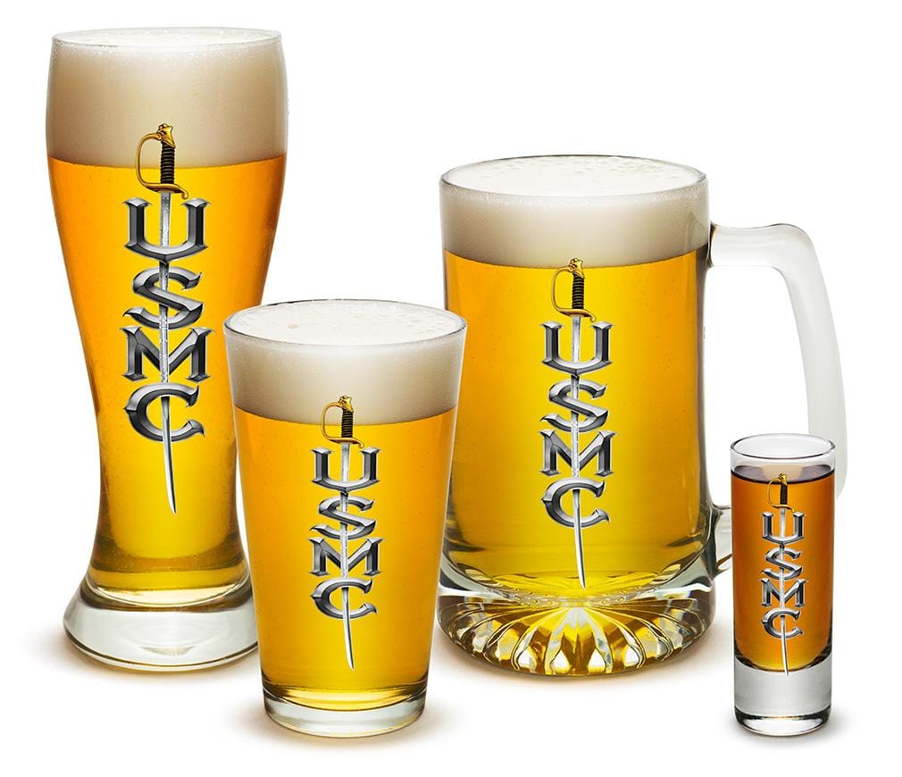 USMC Sword 4 Piece Glass Gift Set