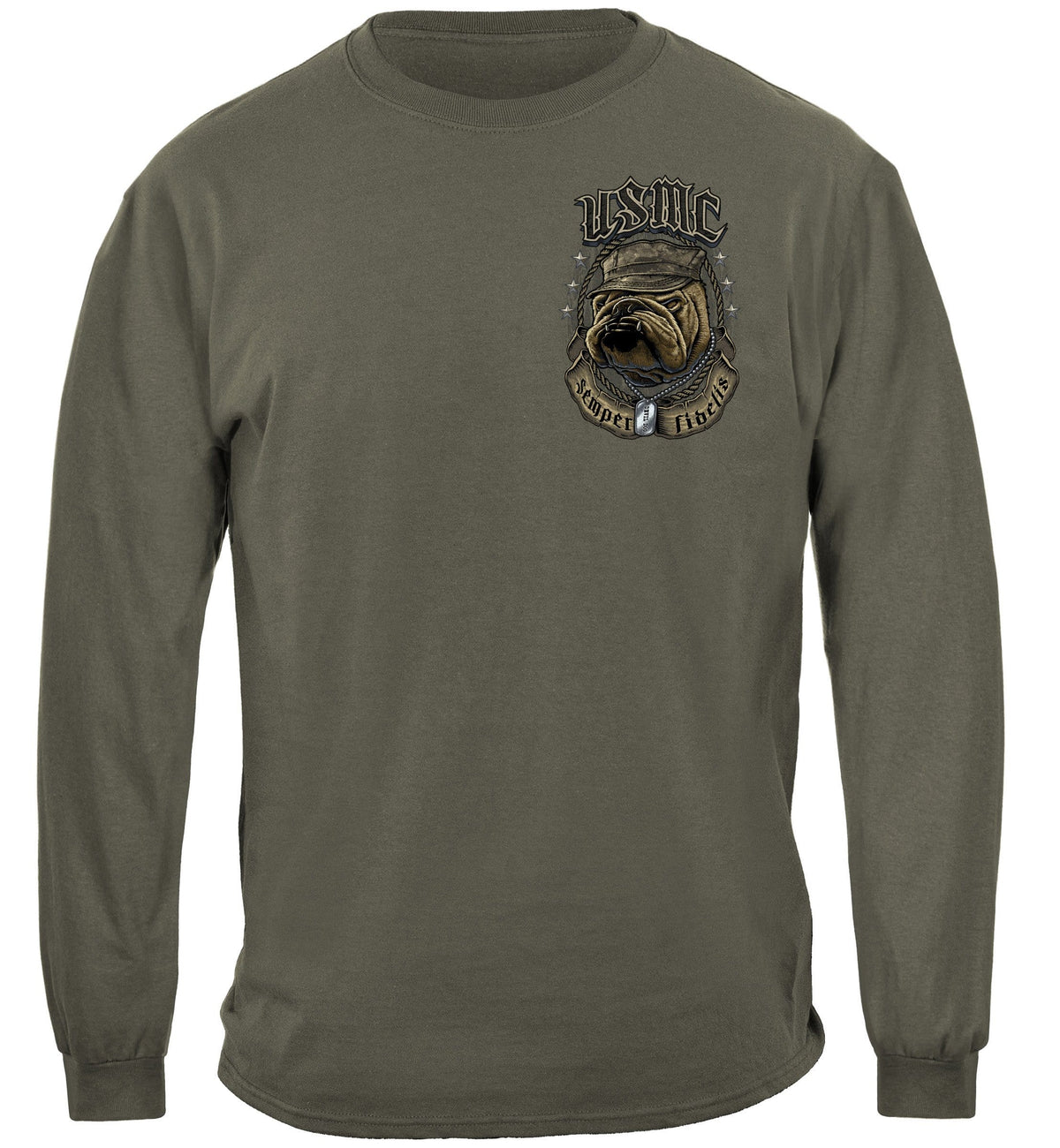 USMC Bull Dog Crossed Swords Premium Hooded Sweat Shirt