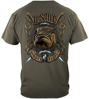 More Picture, USMC Bull Dog Crossed Swords Premium T-Shirt
