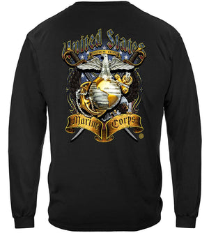 More Picture, USMC Crossed Swords Foil Premium Hooded Sweat Shirt