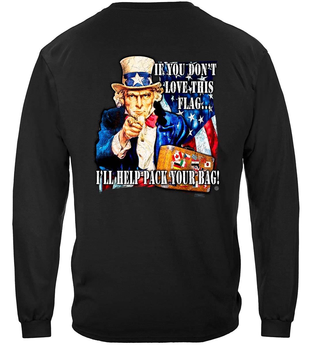 Uncle Sam Pack Your Bags Flag Design Premium Hooded Sweat Shirt