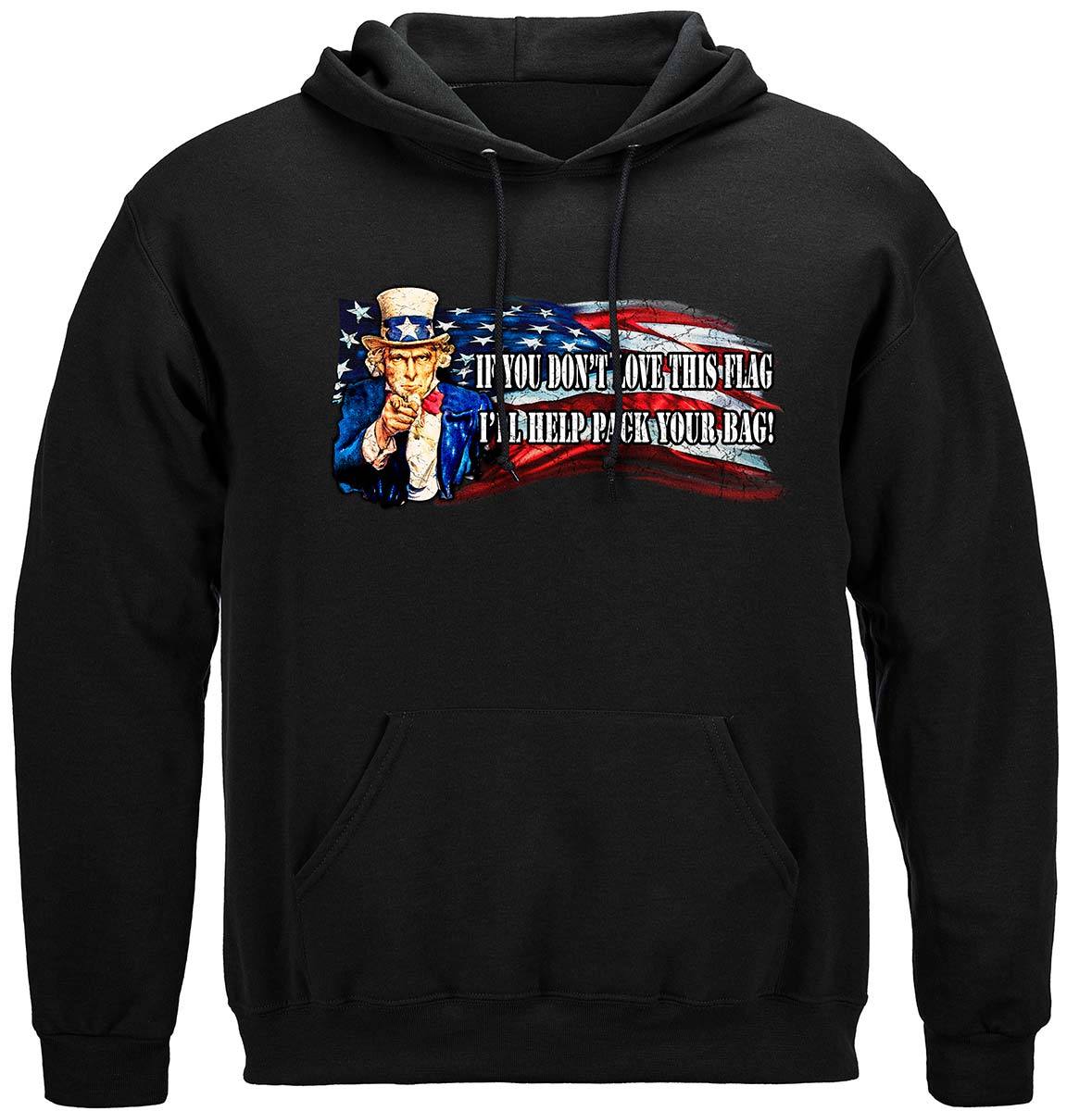 Uncle Sam Pac Uncle Sam Pack Your Bags Flag Design Premium T-Shirt - Shop Erazor Bits