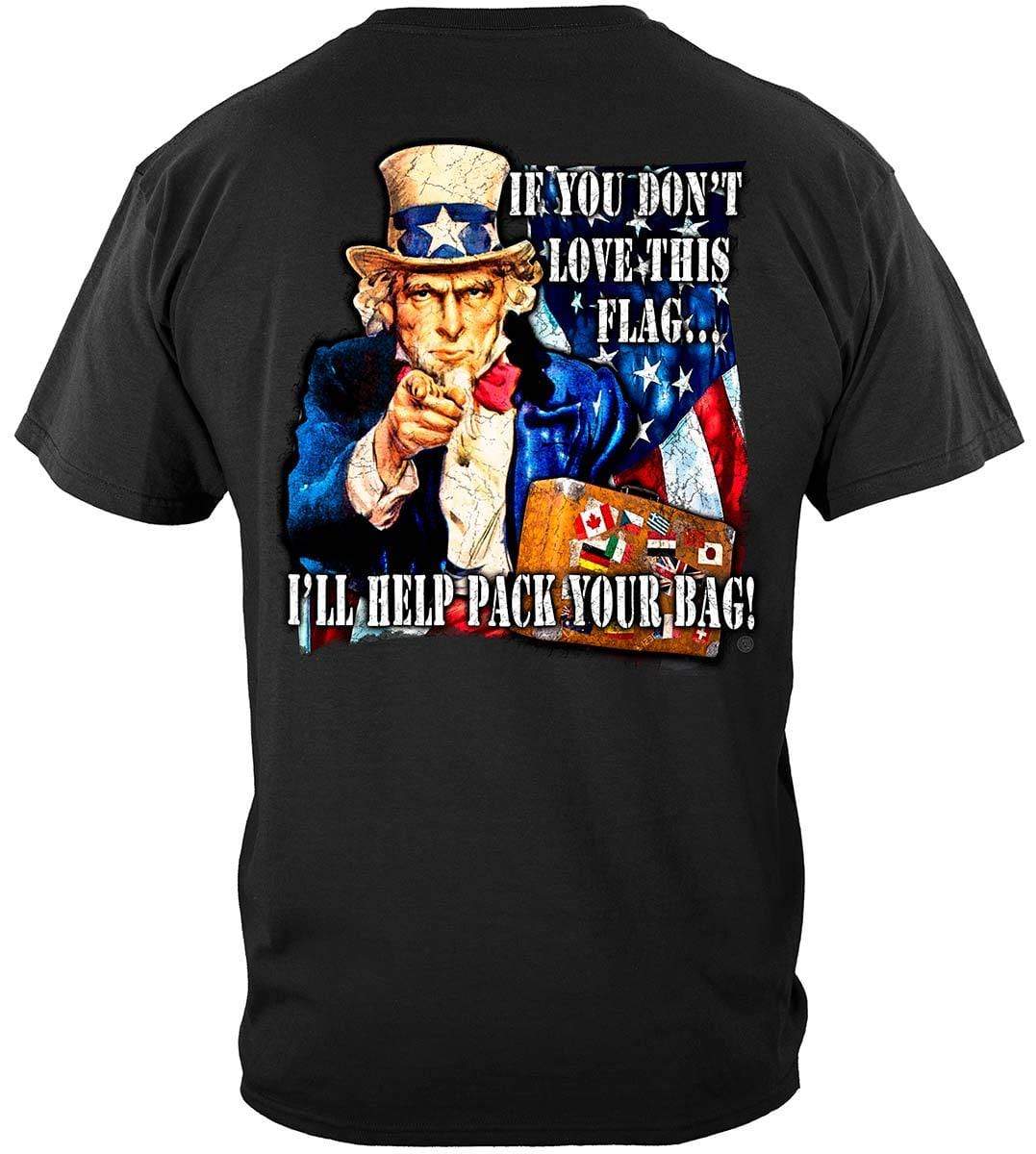 Uncle Sam Pack Your Bags Flag Design Premium T-Shirt