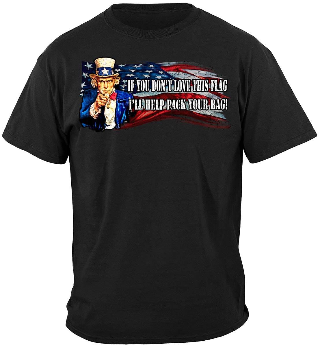 Uncle Sam Pack Your Bags Flag Design Premium Hooded Sweat Shirt