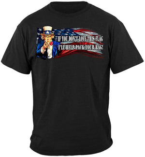 More Picture, Uncle Sam Pack Your Bags Flag Design Premium T-Shirt