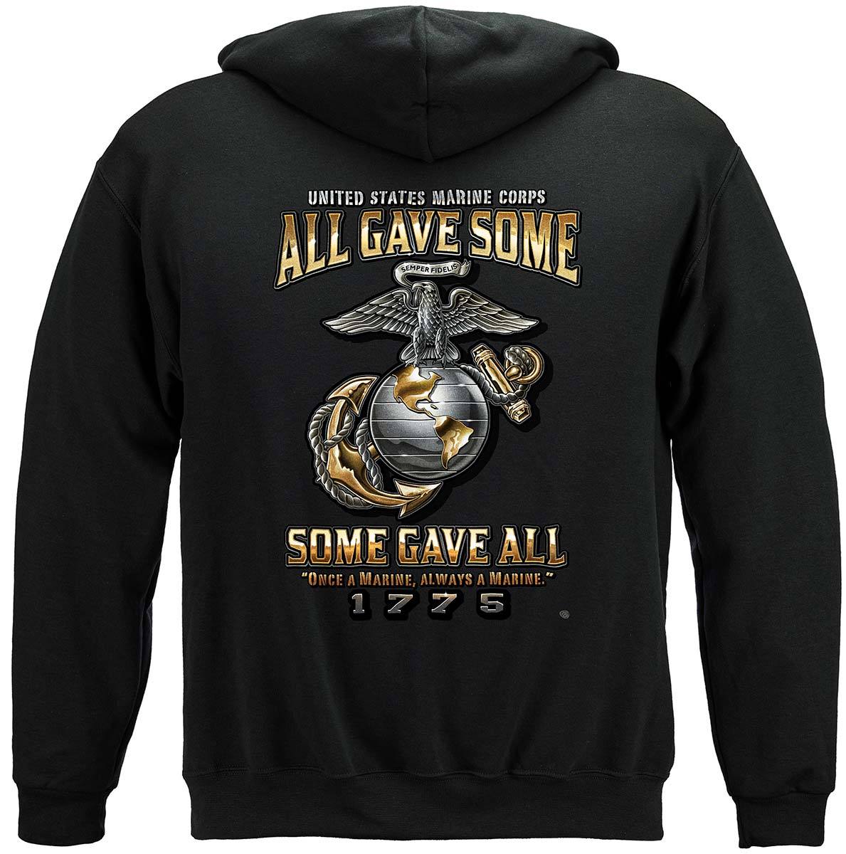 USMC Marine Corps All Gave Some Premium Hooded Sweat Shirt