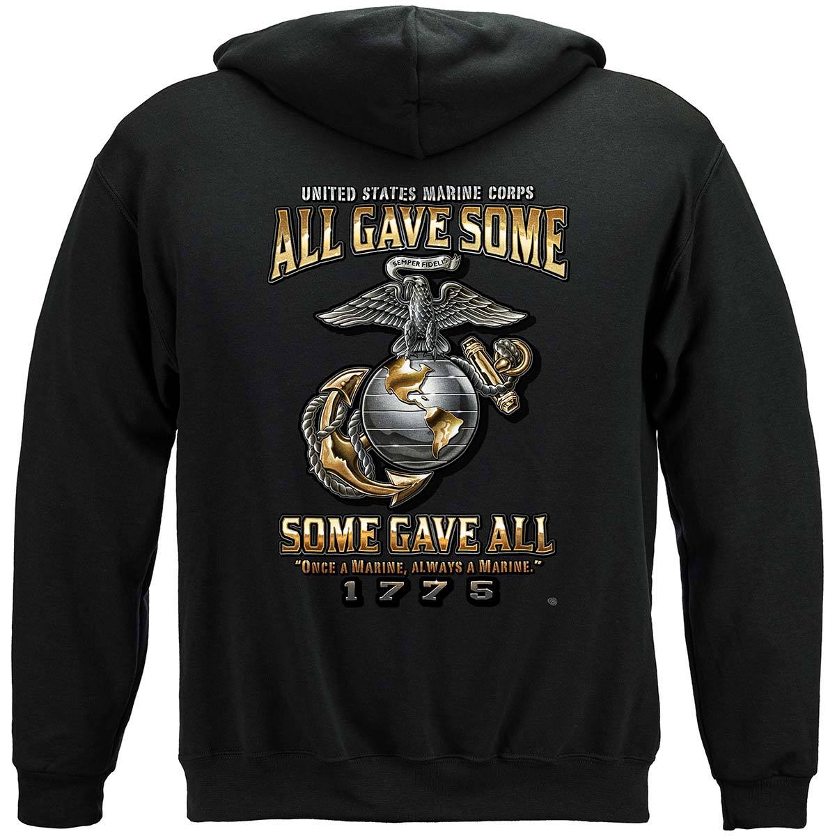 USMC Marine Corps All Gave Some Premium Hooded Sweat Shirt