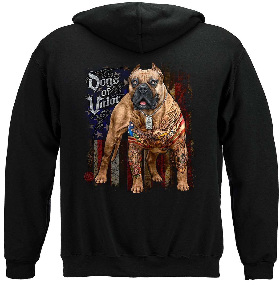 Dogs Of Valor American Made Pit Bull Premium Hooded Sweat Shirt
