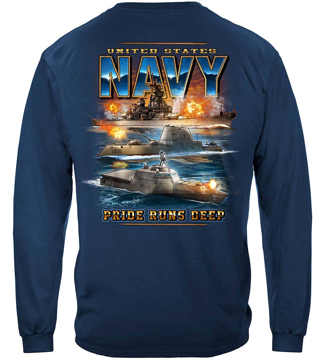 US NAVY Pride Runs Deep Premium Hooded Sweat Shirt