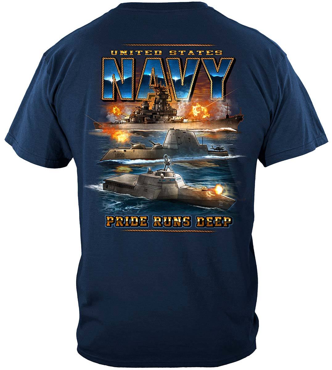 US NAVY Pride Runs Deep Premium Hooded Sweat Shirt