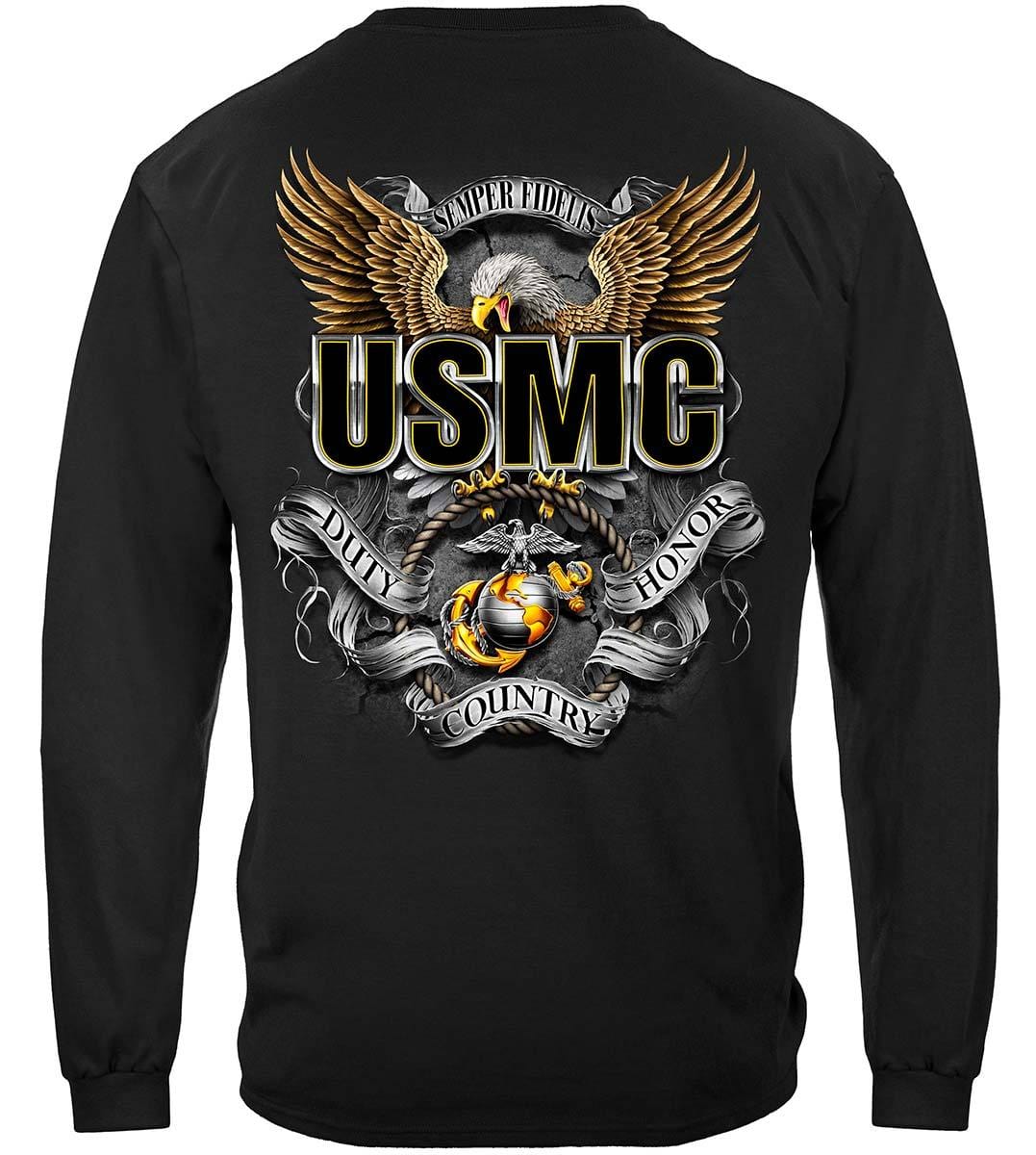 USMC Duty Honor Country Screaming Eagle Premium Hooded Sweat Shirt