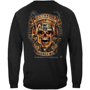 More Picture, Skull of Doom If I Die Avenge Me, No Retreat Premium Men's Hooded Sweat Shirt