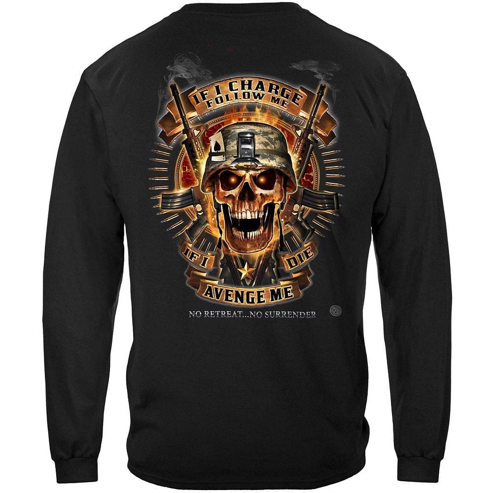Skull of Doom If I Die Avenge Me, No Retreat Premium Men&#39;s T-Shirt
