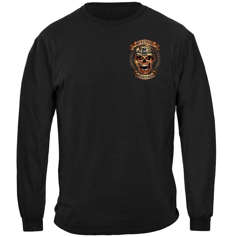 Skull of Doom If I Die Avenge Me, No Retreat Premium Men&#39;s Hooded Sweat Shirt
