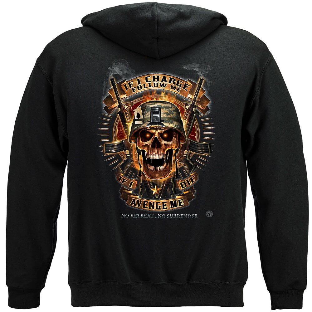 Skull of Doom If I Die Avenge Me, No Retreat Premium Men&#39;s T-Shirt
