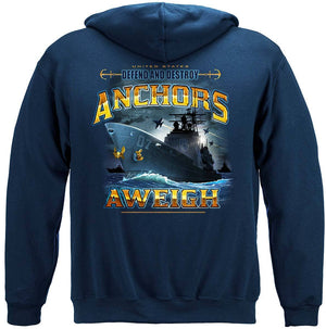 More Picture, US NAVY Anchors Aweigh Defend And Destroy Premium Long Sleeves