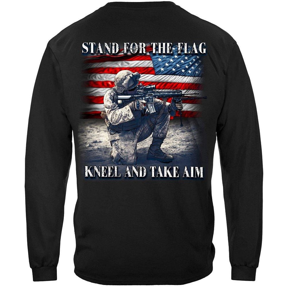 Stand For The Flag Kneel And Take Aim Premium Men&#39;s Hooded Sweat Shirt