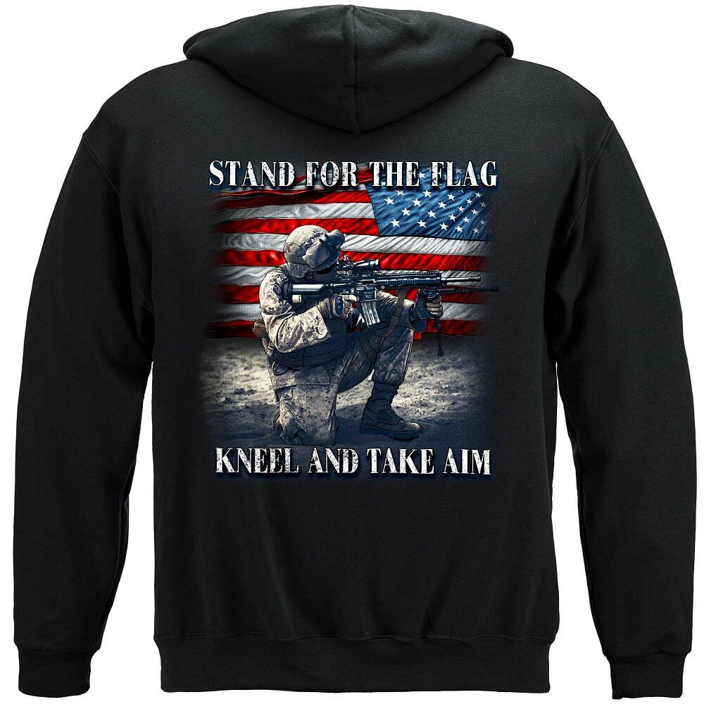 Stand For The Flag Kneel And Take Aim Premium Men's Hooded Sweat Shirt