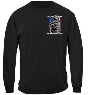 More Picture, American Flag Defend Or Be Buried Or Be Buried In It Premium Long Sleeves