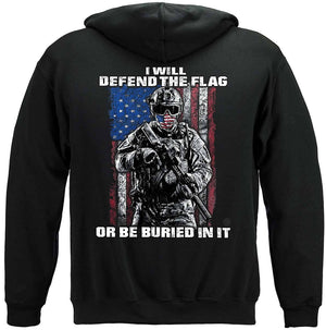 More Picture, American Flag Defend Or Be Buried Or Be Buried In It Premium Hooded Sweat Shirt