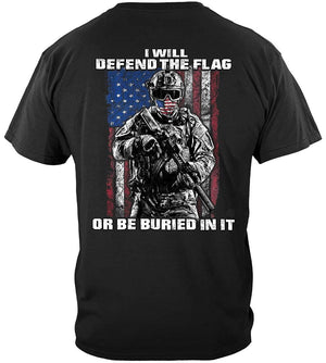 More Picture, American Flag Defend Or Be Buried Or Be Buried In It Premium Long Sleeves