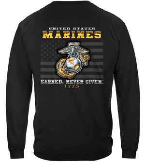 More Picture, Marine Corps USMC Earned Never Given Premium Hooded Sweat Shirt