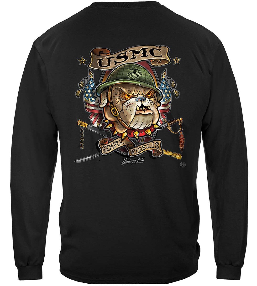 Marine Corps USMC Vintage Tattoo Semper Fidelis Premium Hooded Sweat Shirt