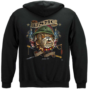 More Picture, Marine Corps USMC Vintage Tattoo Semper Fidelis Premium Hooded Sweat Shirt