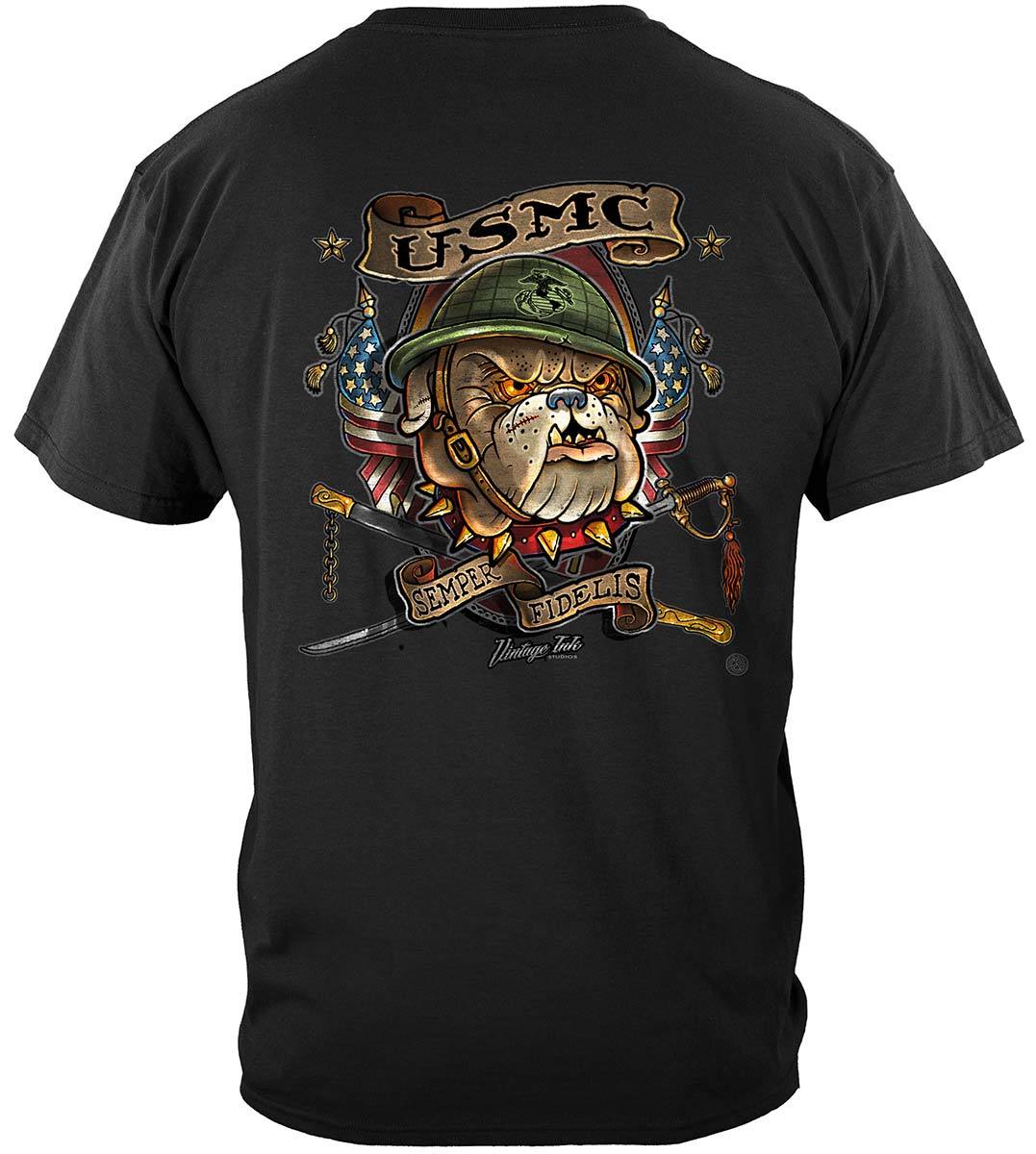 Marine Corps USMC Vintage Tattoo Semper Fidelis Premium Hooded Sweat Shirt