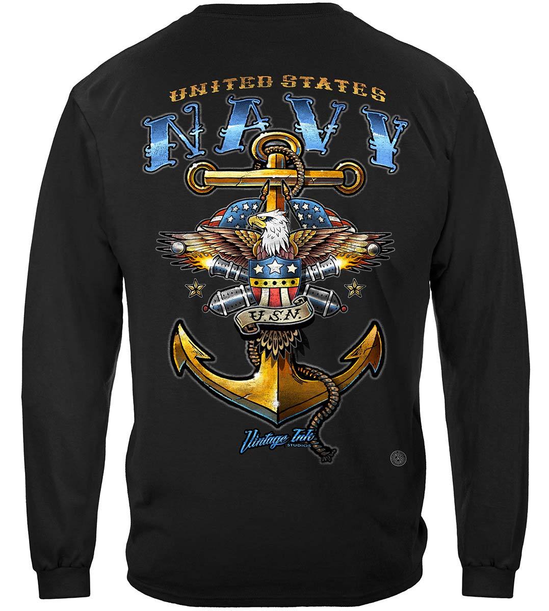US NAVY Vintage Tattoo United States Navy USN Premium Hooded Sweat Shirt