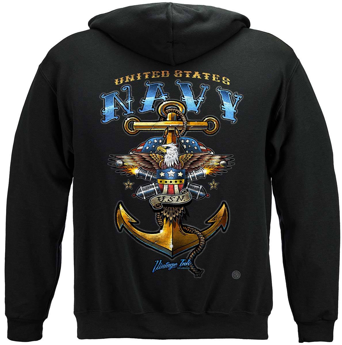 US NAVY Vintage Tattoo United States Navy USN Premium Hooded Sweat Shirt