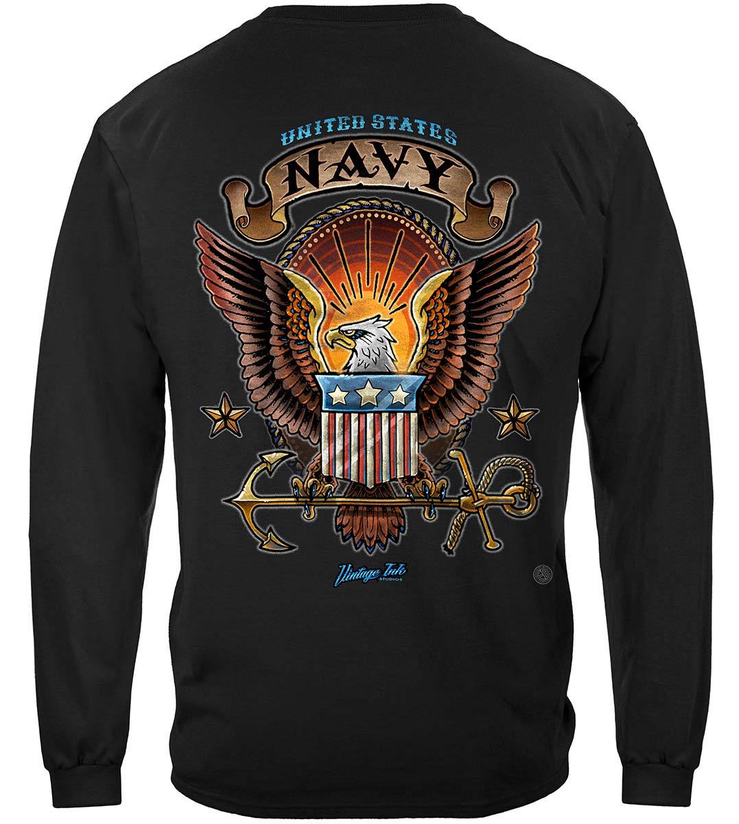 US NAVY Vintage Tattoo Classic Logo United States Navy USN Premium Long Sleeves