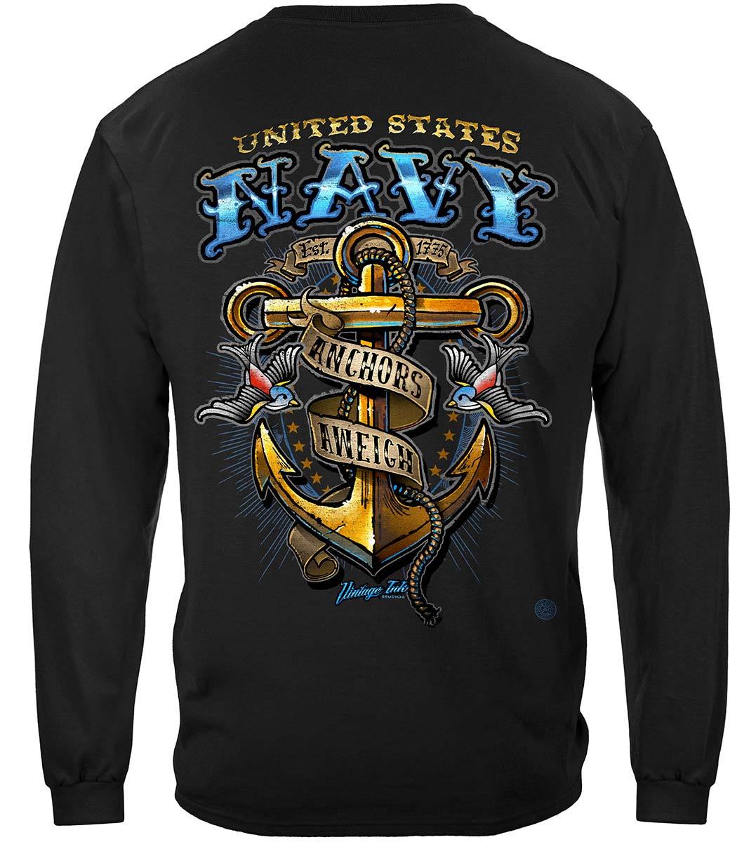 US NAVY Vintage Tattoo Classic Anchor United States Navy USN Premium Long Sleeves
