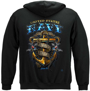 More Picture, US NAVY Vintage Tattoo Classic Anchor United States Navy USN Premium Hooded Sweat Shirt