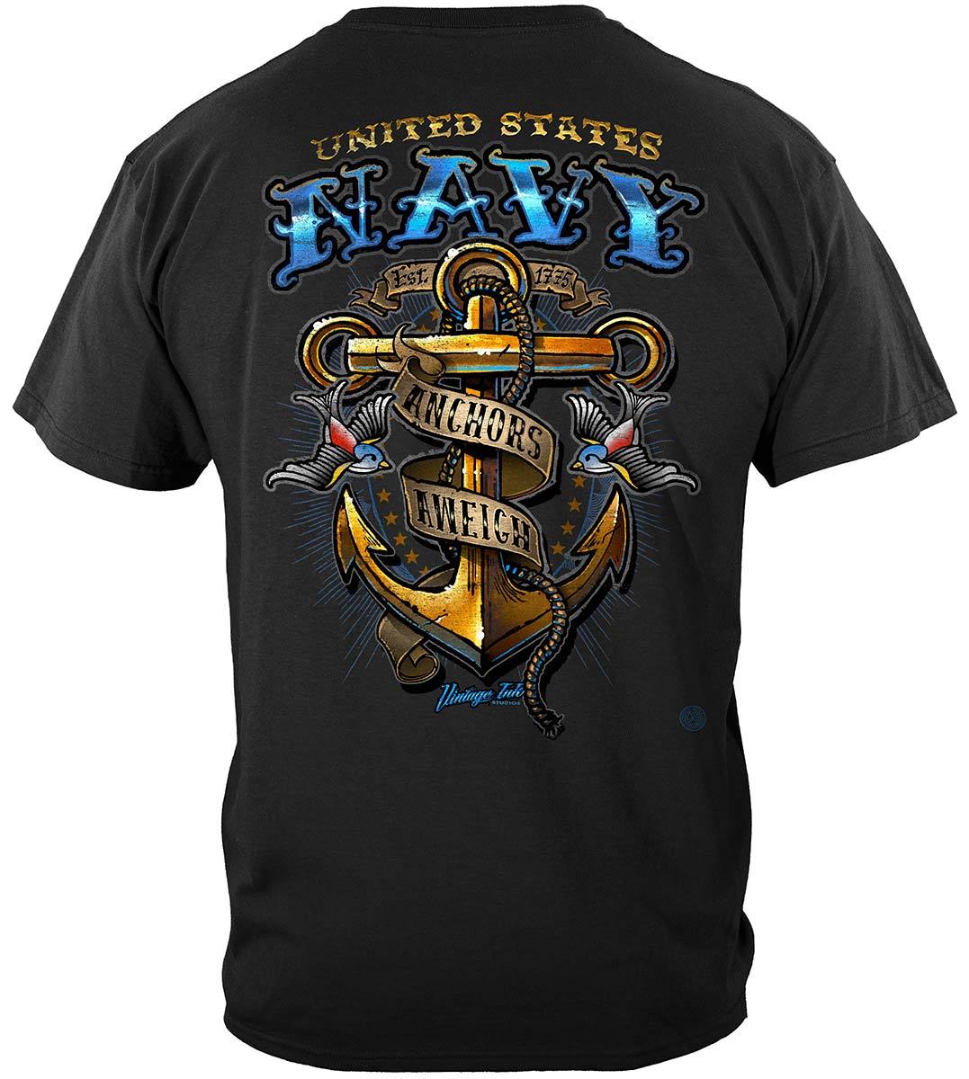 US NAVY Vintage Tattoo Classic Anchor United States Navy USN Premium Hooded Sweat Shirt